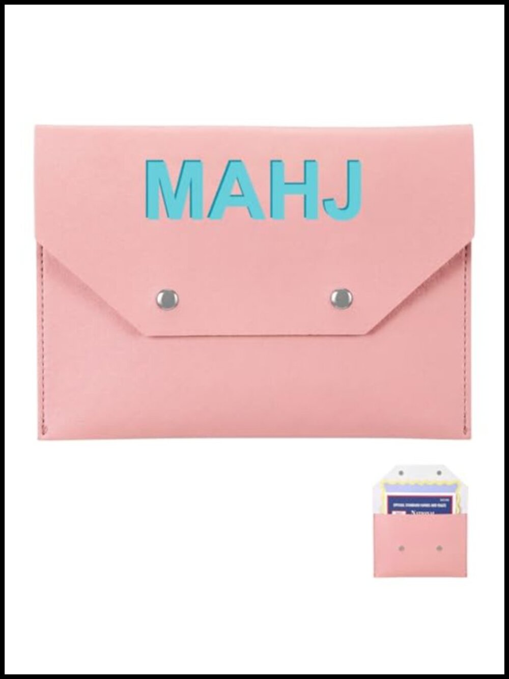 Leather Mahjong Card Holder Case with Magnetic Button, 8x6 Inch
